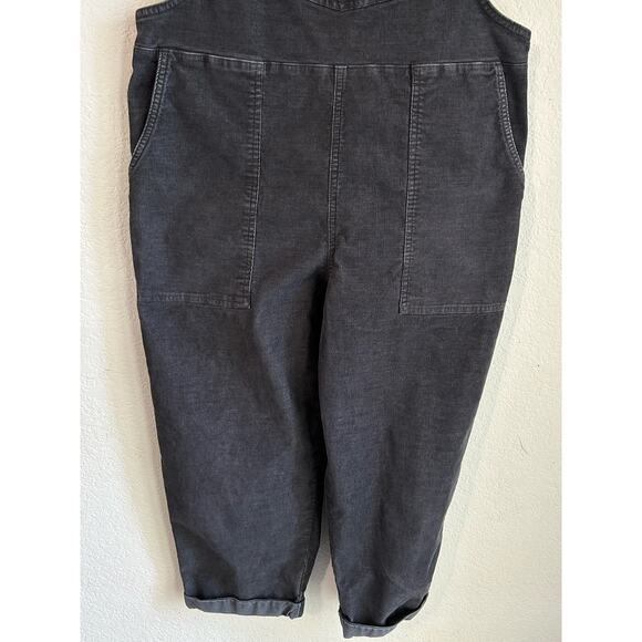 Aerie Werk & Play Corduroy Overalls Smoked Gray Cuffed Straight Leg Size Large - Picture 6 of 13